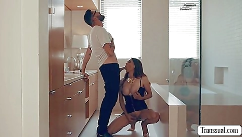 Brunette stepmom with small tits fucks her stepson