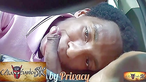 Ebony teen 18+ playing with her mouth and deepthroating in car