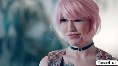 Busty redhead tattooed babe with a nice ass fucked