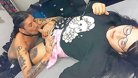Tattooed brunette is anal fucked hard by a big dick