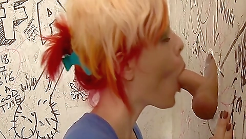 Blonde shemale 18+ girl gets fucked on the deep throat machine