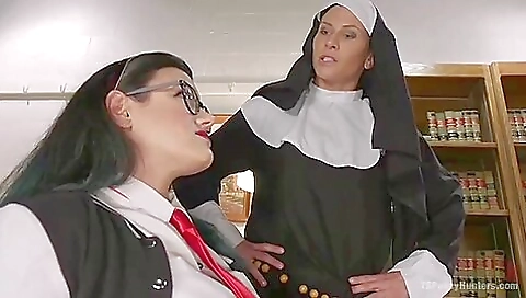 Catholic girl in stockings gets seduced by a succubus