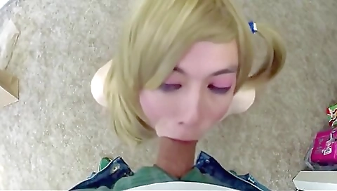 My hot amateur shemale is getting deep throated by a guy