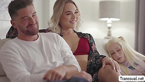 Slutty blonde with hot hooters sucks dick and gets screwed