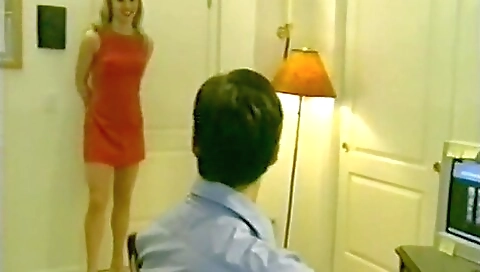Romantic vintage video with a blonde figure that plays with the dick