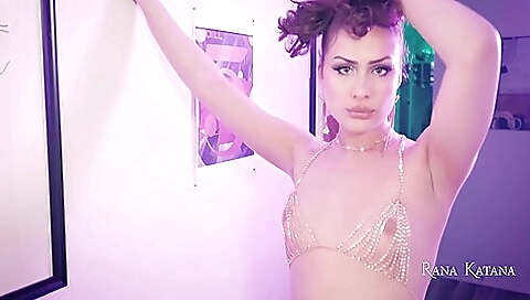 Big booty brunette shows her ass in lingerie and has an anal orgasm