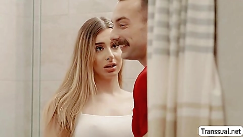 Busty blonde babe with a long body wants to fuck a man on her back