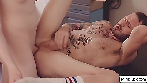 Sexy blonde teen fucked in her asshole by a sexy massage girl