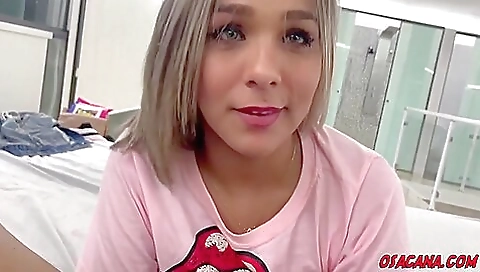 Busty blonde tattooed babe gets fucked in a threesome