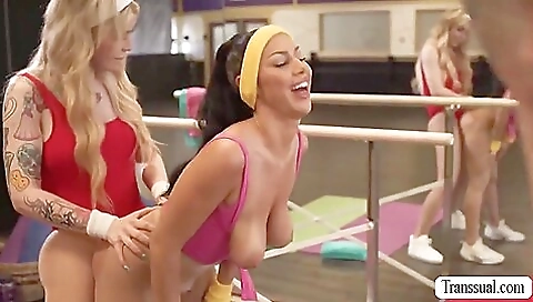 Hot big cock anal action with a transvestite and a brunette