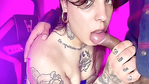 Guy fucks a tattooed shemale in a hardcore anal scene