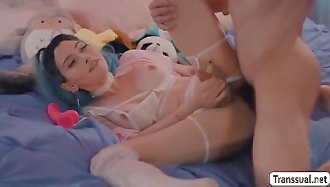 Skinny with great tits fucks hard with dildo after sex